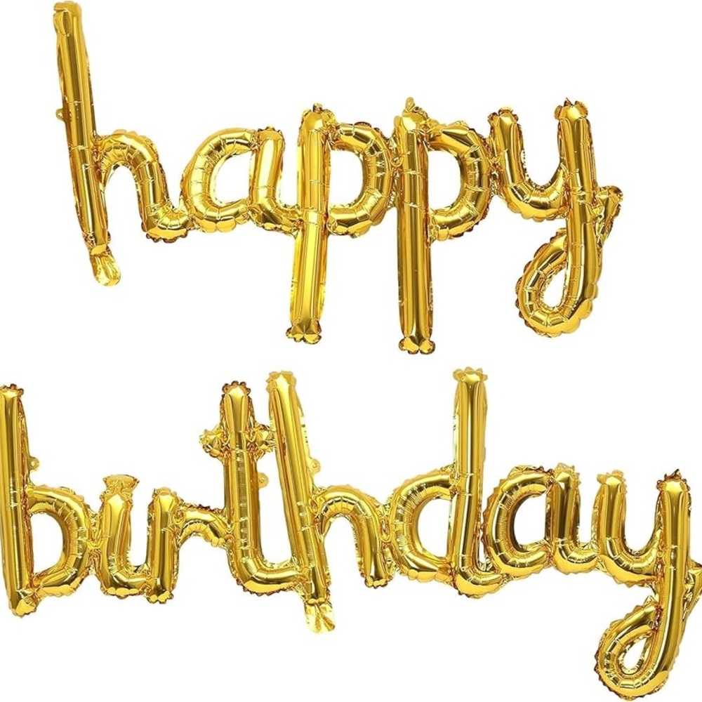 Happy Birthday Balloons Banner Reusable Mylar Letter